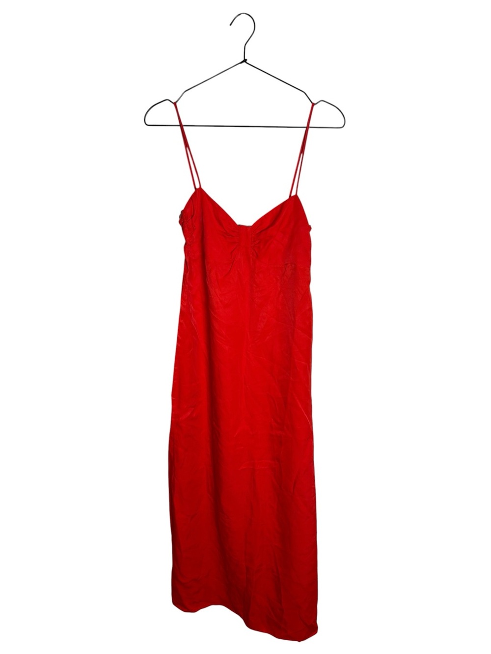 Zara Red Satin Viscose Sweetheart Midi Maxi Dress Small